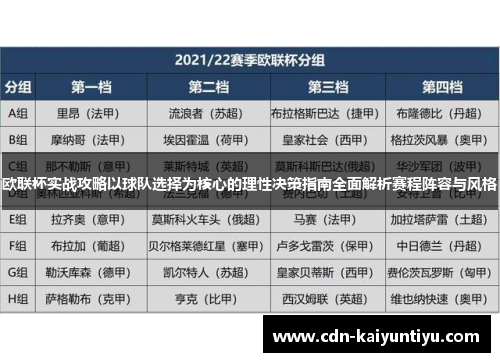 欧联杯实战攻略以球队选择为核心的理性决策指南全面解析赛程阵容与风格